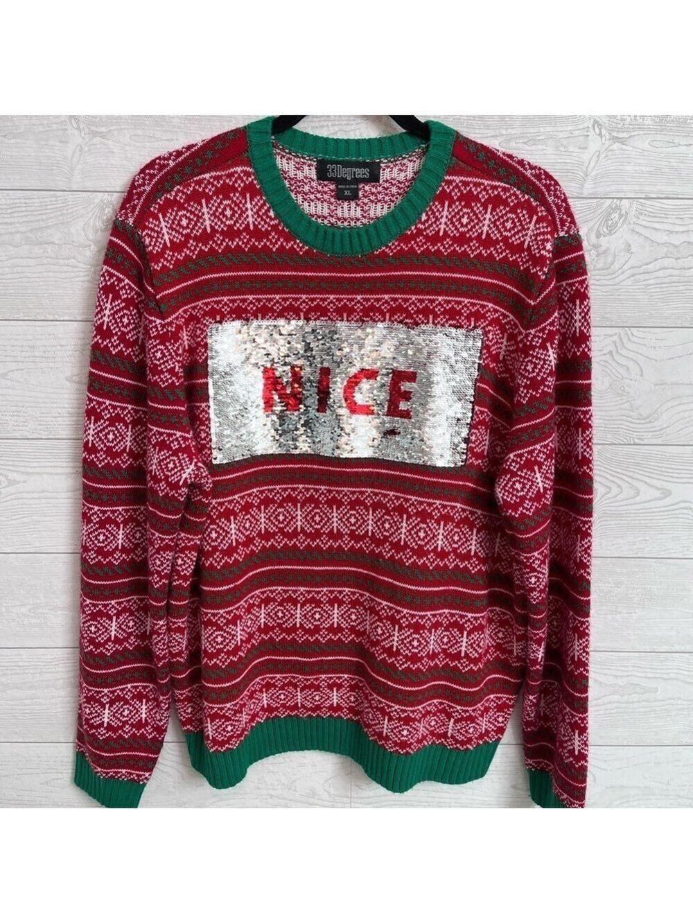 Degrees Women’s Red & Green Christmas Sweater. Size XL
